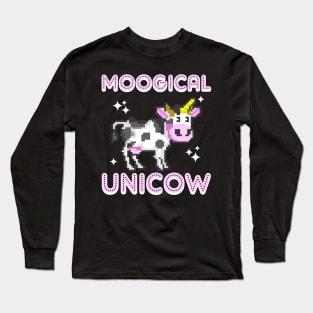 8-Bit Moogical Unicow Cute Magical Unicorn Cow Long Sleeve T-Shirt